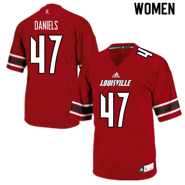 Women #47 Desmond Daniels Louisville Cardinals College Football Jerseys Sale-Red - Click Image to Close